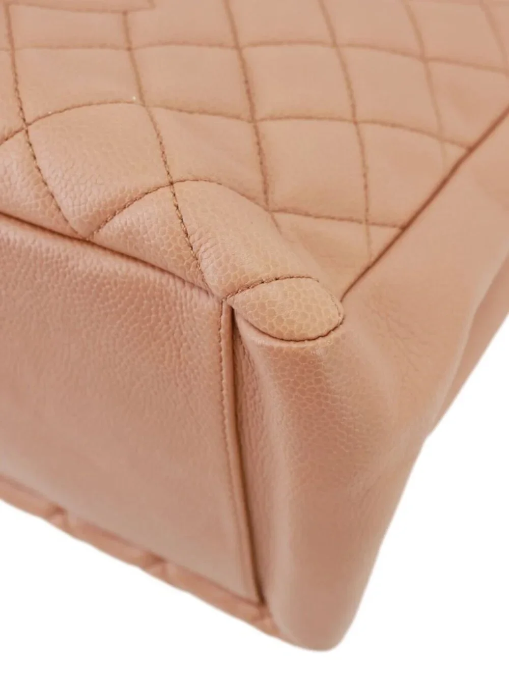 Chanel Grand Shopping Quilted Caviar Leather Tote Bag Nude